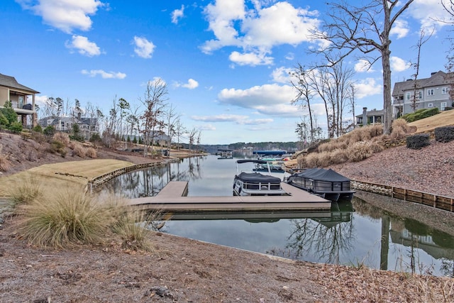 dock area featuring a water view