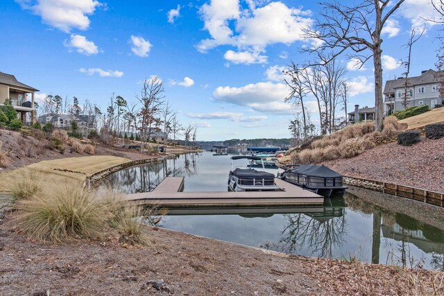 dock area featuring a water view