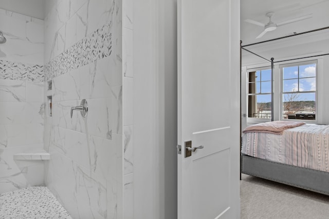 interior space featuring a tile shower