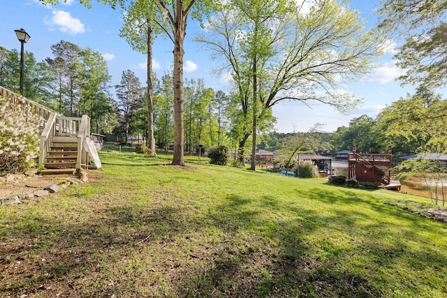 150 Possum Point Dr, Eatonton, GA 31024 - view of grassy yard featuring stairway
