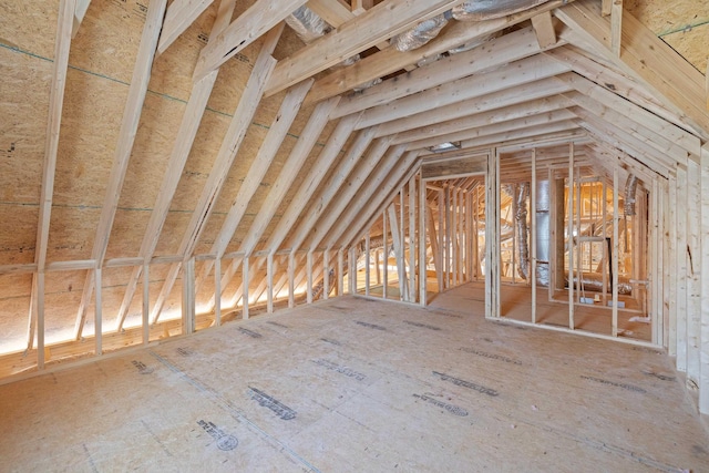 view of unfinished attic