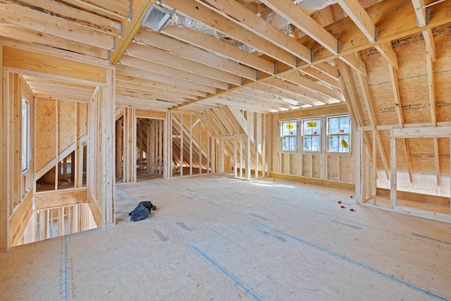 view of unfinished attic