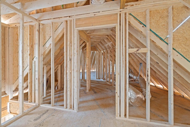 view of unfinished attic