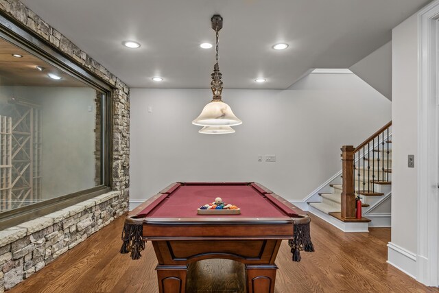 1030 Ridge Grove Ct, Greensboro, GA 30642 - rec room with recessed lighting, pool table, baseboards, and wood finished floors