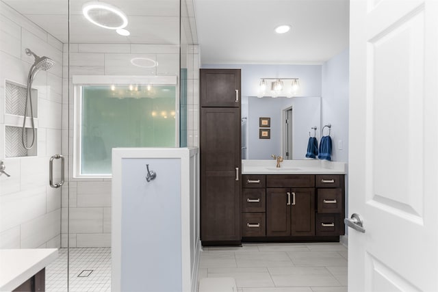 1060 Old Rock Rd, Greensboro, GA 30642 - full bathroom featuring a stall shower, vanity, and tile patterned flooring