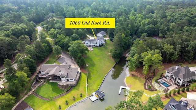 1060 Old Rock Rd, Greensboro, GA 30642 - drone / aerial view of a large body of water and a heavily wooded area