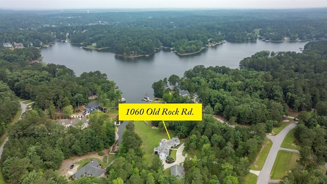 1060 Old Rock Rd, Greensboro, GA 30642 - aerial overview of property's location with a nearby body of water and a heavily wooded area