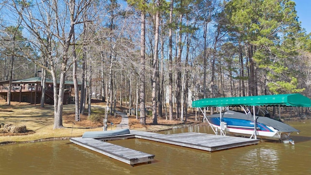 dock area featuring a water view