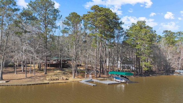 view of dock featuring a water view