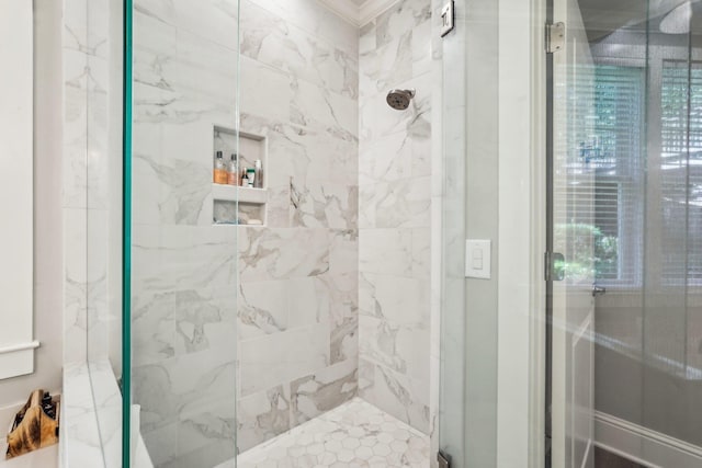 1050A Tailwater, Greensboro, GA 30642 - full bath featuring a marble finish shower and crown molding