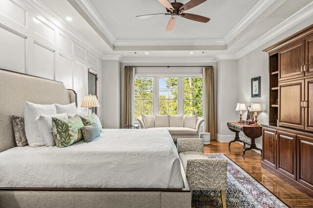 2030 Linger Longer Dr, Greensboro, GA 30642 - bedroom with recessed lighting, wood finished floors, ornamental molding, and a raised ceiling