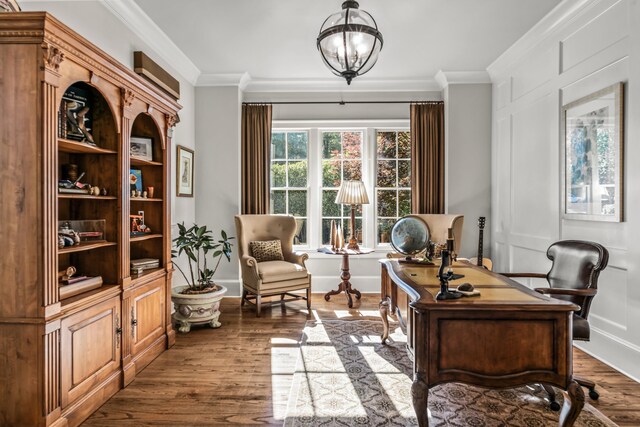 2030 Linger Longer Dr, Greensboro, GA 30642 - home office with wood finished floors, ornamental molding, and baseboards