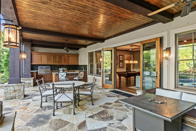 2030 Linger Longer Dr, Greensboro, GA 30642 - view of patio / terrace featuring a grill, outdoor dining space, area for grilling, and a ceiling fan