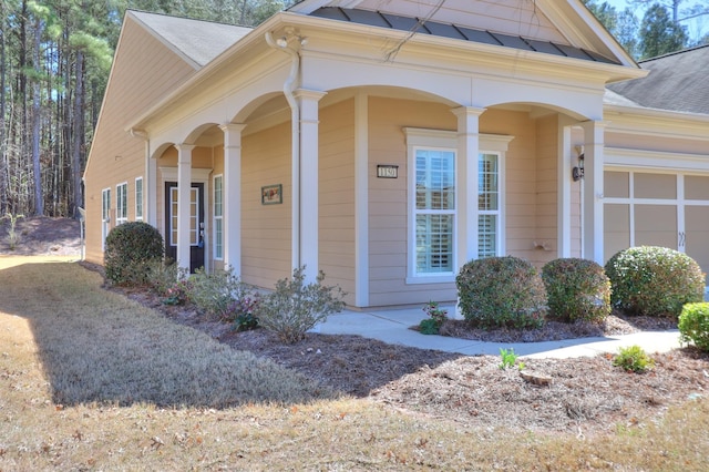 exterior space featuring a garage