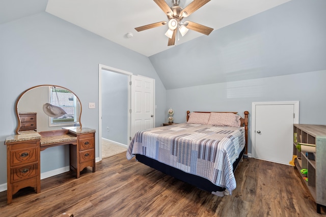 138B Little River Run, Eatonton, GA 31024 - bedroom featuring vaulted ceiling, wood finished floors, and ceiling fan