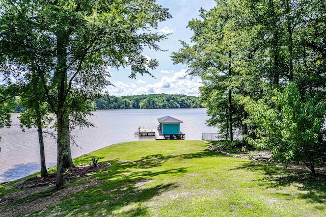 138B Little River Run, Eatonton, GA 31024 - view of grassy yard featuring a dock, boat lift, and a water view