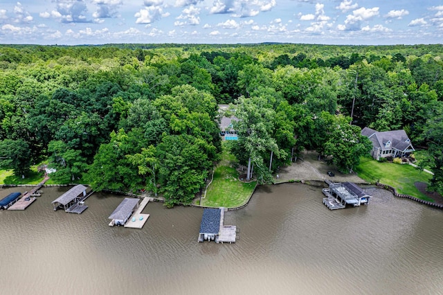 138B Little River Run, Eatonton, GA 31024 - drone / aerial view of a heavily wooded area and a nearby body of water