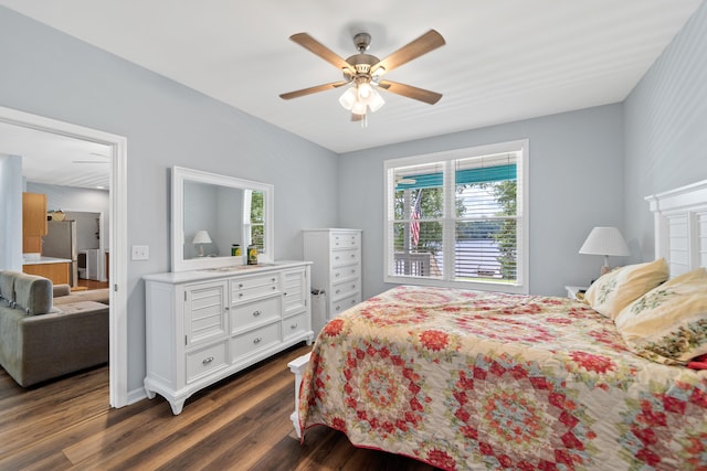 138B Little River Run, Eatonton, GA 31024 - bedroom with dark wood-style floors and ceiling fan