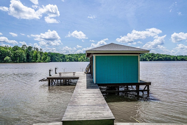 138B Little River Run, Eatonton, GA 31024 - dock area featuring a water view, boat lift, and a view of trees
