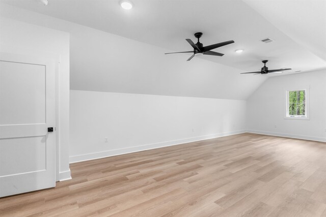 1731 Osprey Poynte, Greensboro, GA 30642 - bonus room with visible vents, light wood finished floors, baseboards, ceiling fan, and lofted ceiling