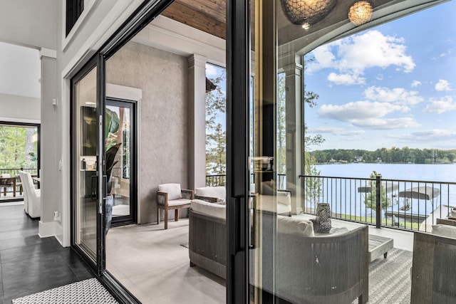 balcony with a water view