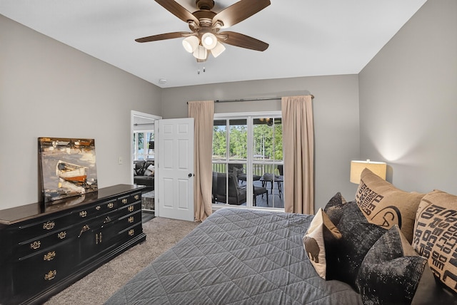 1005 Dennis St, Eatonton, GA 31024 - carpeted bedroom with access to outside and a ceiling fan