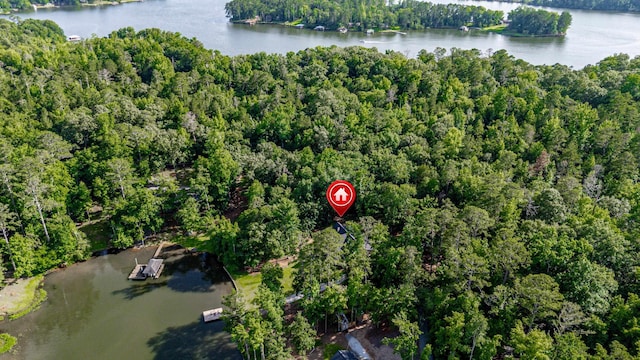 1005 Dennis St, Eatonton, GA 31024 - aerial view of property and surrounding area featuring a large body of water and a heavily wooded area