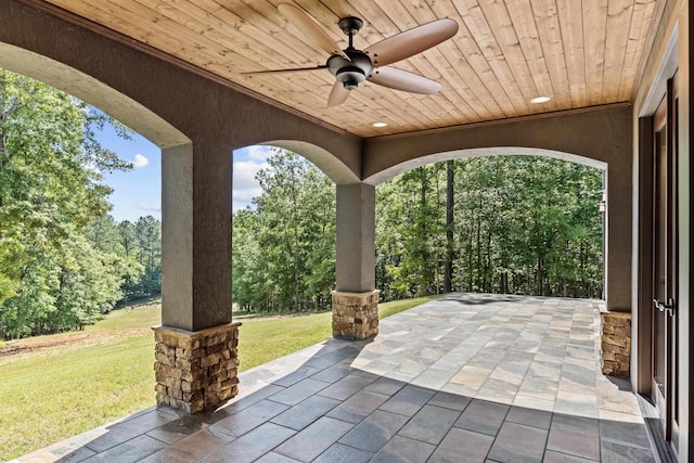 view of patio / terrace with ceiling fan