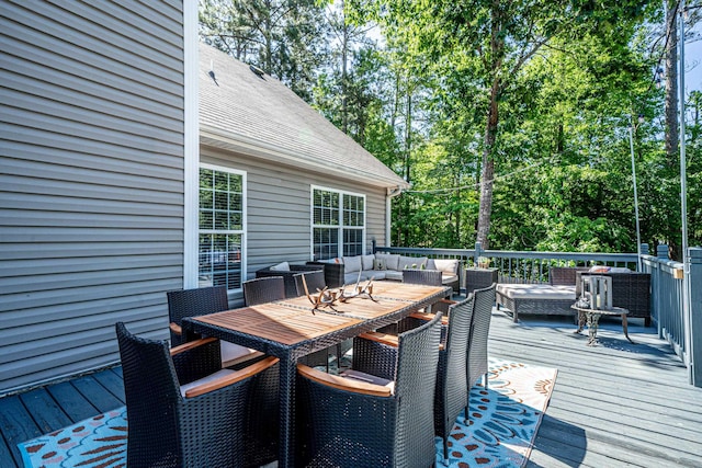 deck featuring an outdoor living space