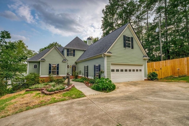 front facade with a garage