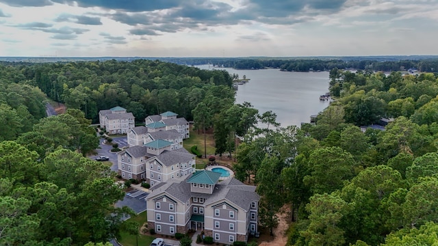 bird's eye view featuring a water view