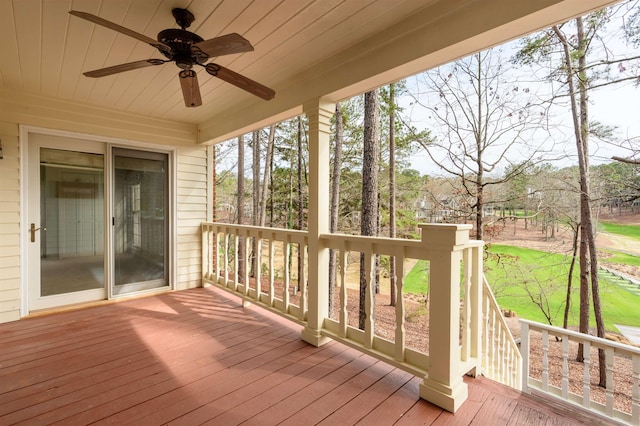 deck featuring ceiling fan