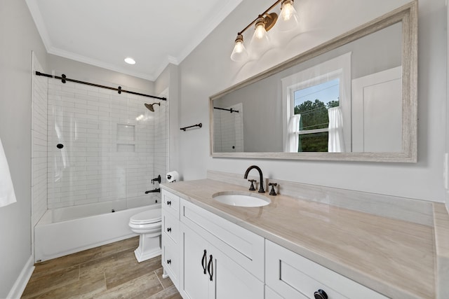 855 Jasper St, Madison, GA 30650 - bathroom with crown molding, vanity, and washtub / shower combination