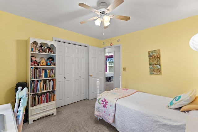 1027 Harper St, Madison, GA 30650 - bedroom with carpet, a closet, and ceiling fan