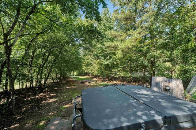 view of yard with a covered hot tub