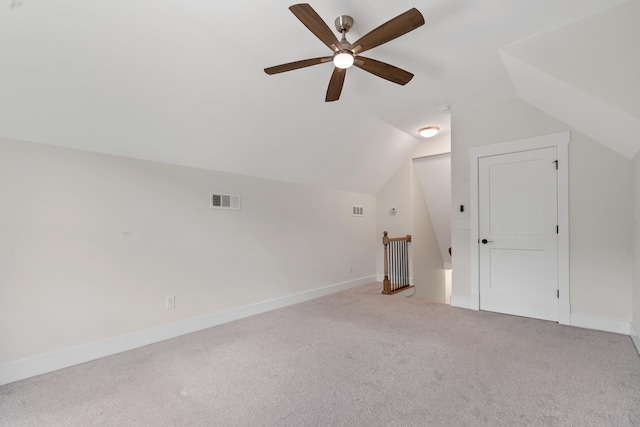 165 Hunters Chase Ct, Eatonton, GA 31024 - additional living space with vaulted ceiling, carpet, and ceiling fan