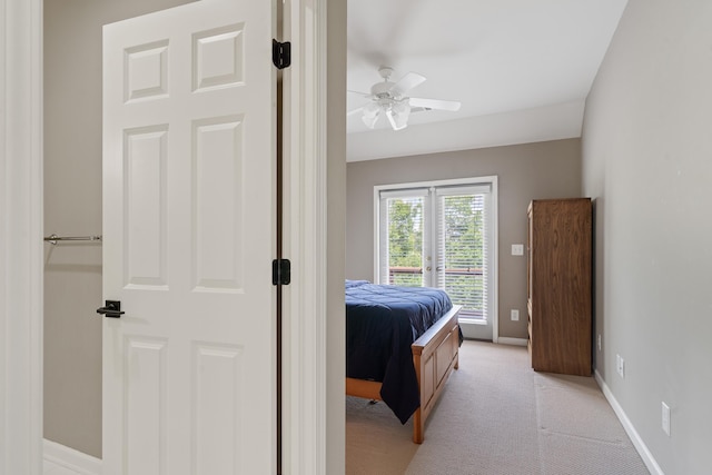 32 Lily Pt, Sparta, GA 31087 - bedroom with access to exterior, baseboards, light carpet, and a ceiling fan