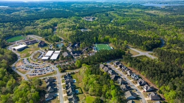 aerial view with a forest view