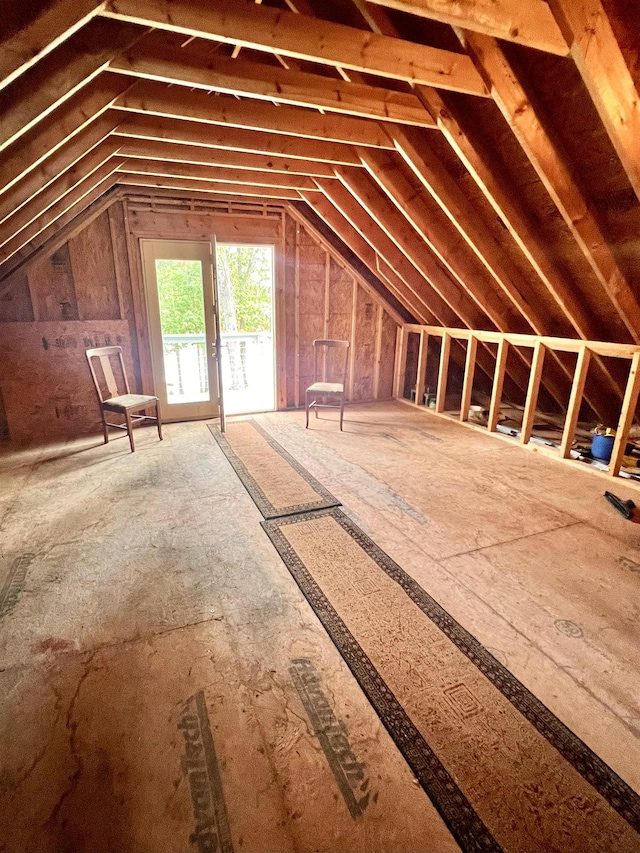 view of unfinished attic