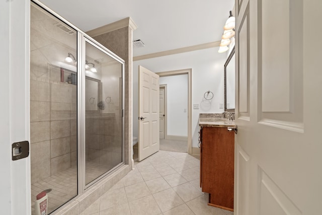 1191 Linger Longer Dr, Greensboro, GA 30642 - bathroom featuring vanity, a stall shower, and tile patterned flooring