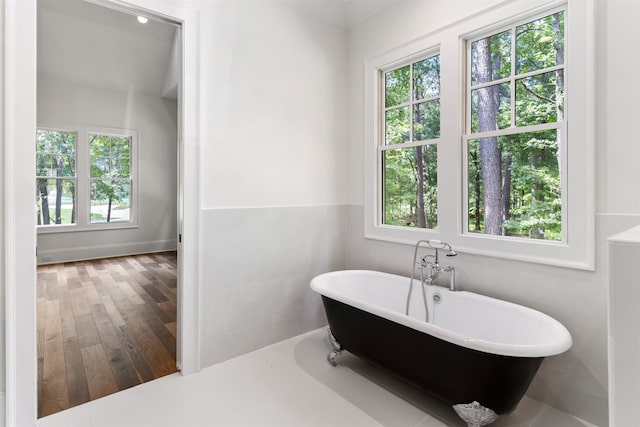 bathroom featuring a bathing tub and wood-type flooring