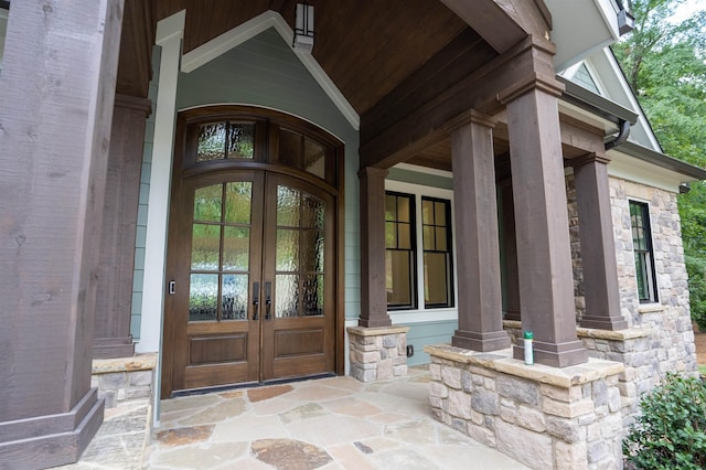 view of exterior entry with french doors