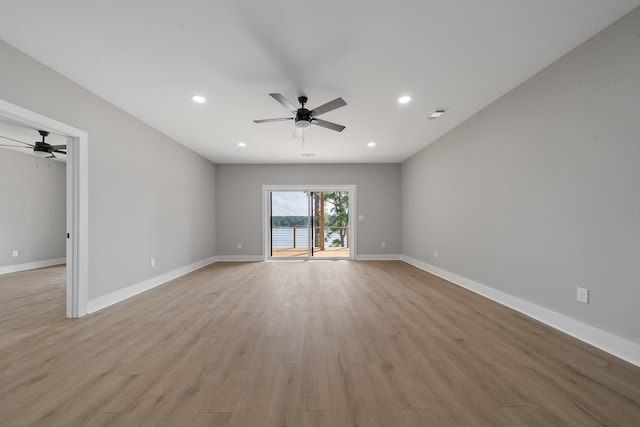 631 Susan Davis Rd, Sparta, GA 31087 - spare room featuring a ceiling fan, light wood finished floors, recessed lighting, and baseboards