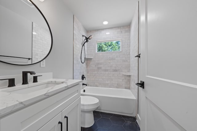 631 Susan Davis Rd, Sparta, GA 31087 - full bathroom with vanity, toilet, tile patterned floors, and bathtub / shower combination