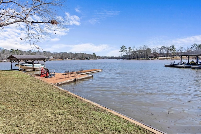 dock area featuring a water view