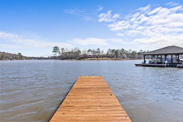 view of dock featuring a water view