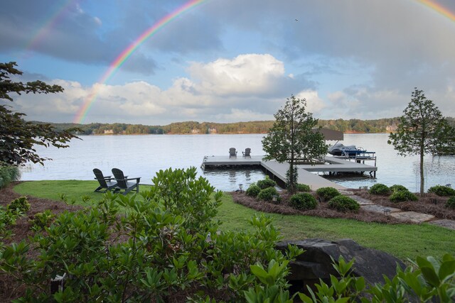 view of dock featuring a water view