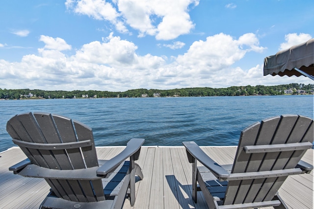 view of dock featuring a water view