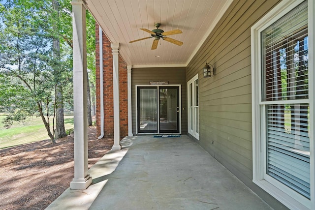 view of patio with ceiling fan