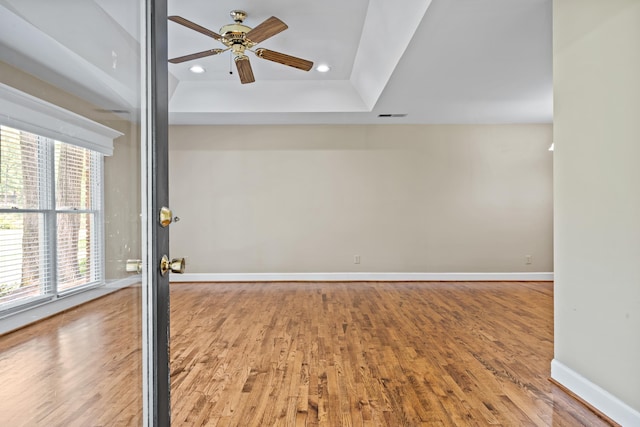 interior space featuring ceiling fan and light hardwood / wood-style flooring